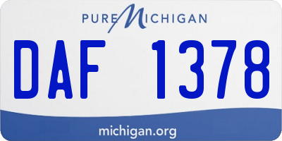 MI license plate DAF1378