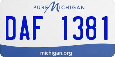 MI license plate DAF1381