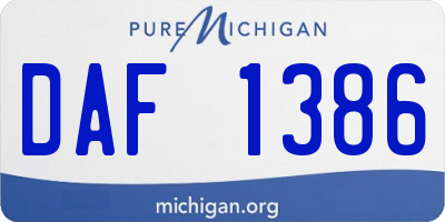 MI license plate DAF1386