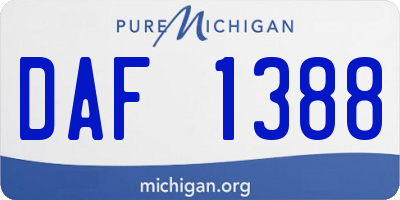MI license plate DAF1388