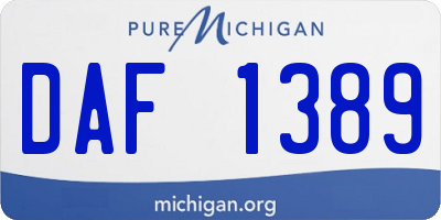 MI license plate DAF1389