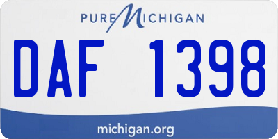 MI license plate DAF1398