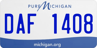 MI license plate DAF1408