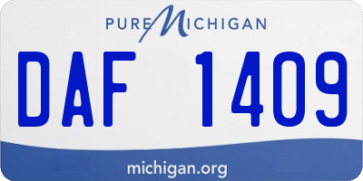 MI license plate DAF1409