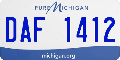 MI license plate DAF1412