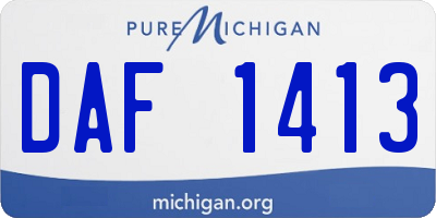 MI license plate DAF1413