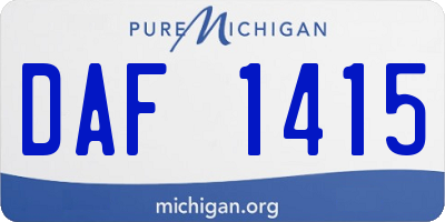 MI license plate DAF1415