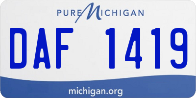 MI license plate DAF1419