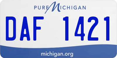 MI license plate DAF1421