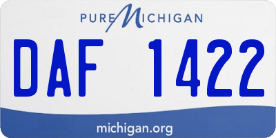 MI license plate DAF1422