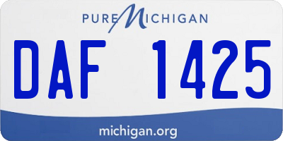 MI license plate DAF1425