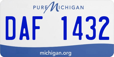 MI license plate DAF1432
