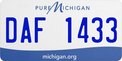 MI license plate DAF1433