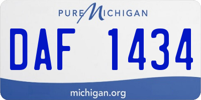 MI license plate DAF1434