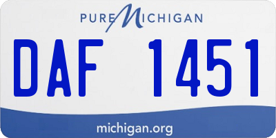 MI license plate DAF1451