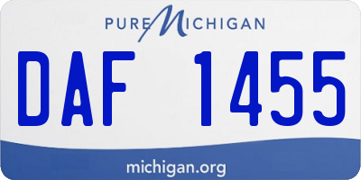 MI license plate DAF1455