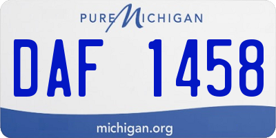 MI license plate DAF1458