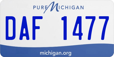 MI license plate DAF1477