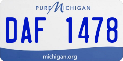 MI license plate DAF1478