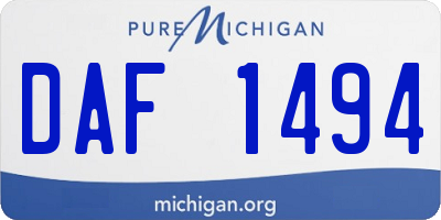 MI license plate DAF1494