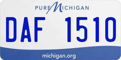 MI license plate DAF1510