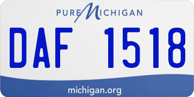 MI license plate DAF1518