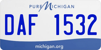 MI license plate DAF1532
