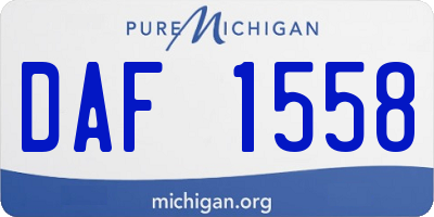 MI license plate DAF1558