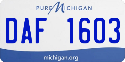 MI license plate DAF1603