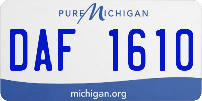 MI license plate DAF1610