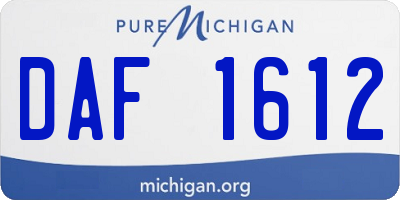 MI license plate DAF1612