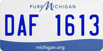 MI license plate DAF1613