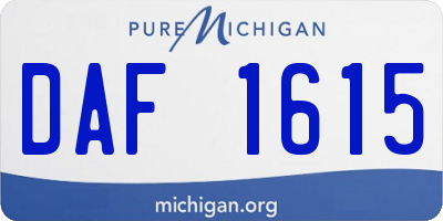 MI license plate DAF1615