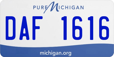 MI license plate DAF1616
