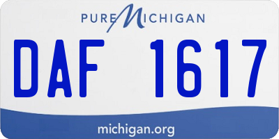MI license plate DAF1617