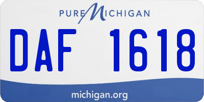 MI license plate DAF1618