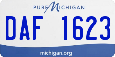 MI license plate DAF1623