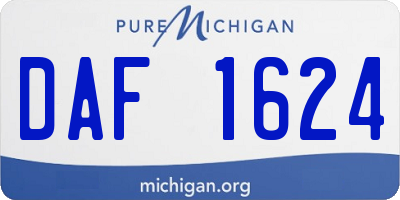 MI license plate DAF1624