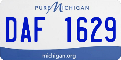 MI license plate DAF1629