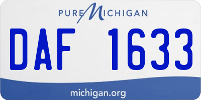 MI license plate DAF1633