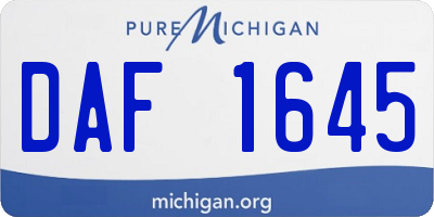 MI license plate DAF1645