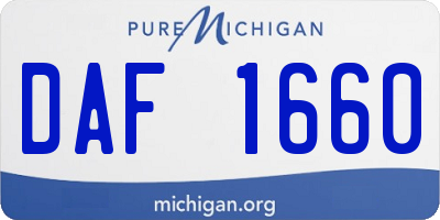 MI license plate DAF1660