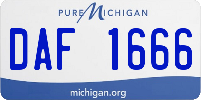 MI license plate DAF1666