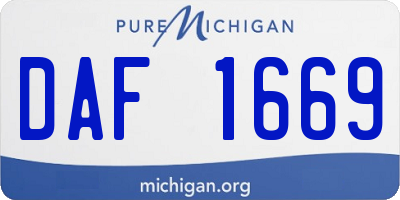 MI license plate DAF1669