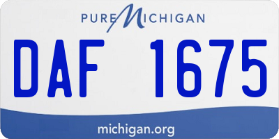 MI license plate DAF1675