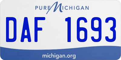 MI license plate DAF1693