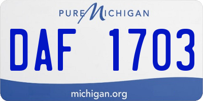MI license plate DAF1703