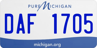 MI license plate DAF1705