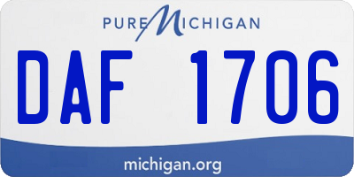 MI license plate DAF1706