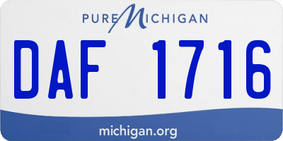MI license plate DAF1716
